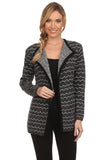 HMT-4042 Women's Charcoal Knit Open Front Cardigan Short Cardigan