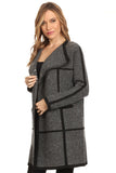 HMT-5069 Women's Thick Knit Chevron Print Open Front Cardigan