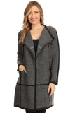 HMT-5069 Women's Thick Knit Chevron Print Open Front Cardigan