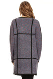 HMT-5069 Women's Thick Knit Chevron Print Open Front Cardigan