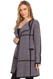 HMT-5069 Women's Thick Knit Chevron Print Open Front Cardigan