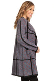 HMT-5069 Women's Thick Knit Chevron Print Open Front Cardigan