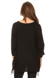 HMT-5087 Women's Solid Eyelet Embellished Tunic Top (O/S)