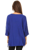 HMT-5087 Women's Solid Eyelet Embellished Tunic Top (O/S)