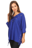 HMT-5087 Women's Solid Eyelet Embellished Tunic Top (O/S)