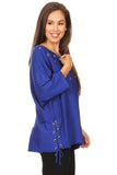 HMT-5087 Women's Solid Eyelet Embellished Tunic Top (O/S)