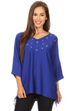 HMT-5087 Women's Solid Eyelet Embellished Tunic Top (O/S)