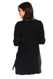 HMT-5090 Women's Thick Knit Loose Fit Zip-Up Tunic Top