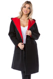 HMT-5091 Women's Color Block Heavy Knit Hooded Cardigan with Pockets