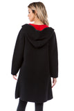 HMT-5091 Women's Color Block Heavy Knit Hooded Cardigan with Pockets