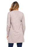 HMT-5095 Women's Knit Lace-Up Long Sleeves Tunic Top with Pockets