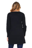 HMT-5095 Women's Knit Lace-Up Long Sleeves Tunic Top with Pockets