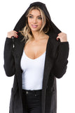 HMT-5097 Women's Women Faux/ Suede Sherpa Hooded Cardigan with Pockets