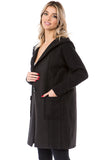 HMT-5097 Women's Women Faux/ Suede Sherpa Hooded Cardigan with Pockets