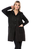 HMT-5097 Women's Women Faux/ Suede Sherpa Hooded Cardigan with Pockets