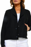 HMT-5098 Women Faux/ Suede Sherpa Short Cardigan with Pockets