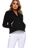 HMT-5098 Women Faux/ Suede Sherpa Short Cardigan with Pockets