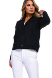 HMT-5098 Women Faux/ Suede Sherpa Short Cardigan with Pockets