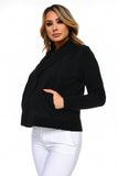 HMT-5098 Women Faux/ Suede Sherpa Short Cardigan with Pockets