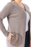 HMT-5102 Women's Knit One Closure Button Cardigan with Pockets