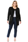 HMT-5102 Women's Knit One Closure Button Cardigan with Pockets