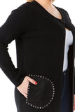 HMT-5102 Women's Knit One Closure Button Cardigan with Pockets