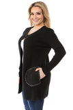 HMT-5102 Women's Knit One Closure Button Cardigan with Pockets