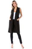 HMT-5118 Women's Faux/Suede Knit Long Vest with Pockets