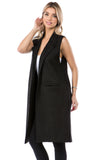HMT-5118 Women's Faux/Suede Knit Long Vest with Pockets