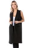 HMT-5118 Women's Faux/Suede Knit Long Vest with Pockets