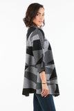 HMT-5119 Women's Thick Knit Geometric Print One-Button Closure Cardigan Coat