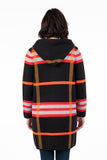 HMT-5121 Women's Hooded Plaid Open Front Cardigan with Pockets