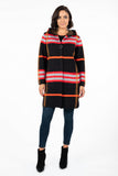 HMT-5121 Women's Hooded Plaid Open Front Cardigan with Pockets