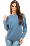HMT-5122 Women's Knit Embellished Tunic Top
