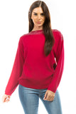 HMT-5122 Women's Knit Embellished Tunic Top