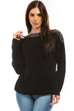 HMT-5122 Women's Knit Embellished Tunic Top
