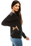 HMT-5122 Women's Knit Embellished Tunic Top