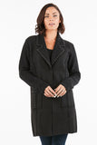 HMT-5123 Women Black Faux/Suede Sherpa Embellished Cardigan with Pockets