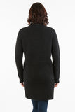 HMT-5123 Women Black Faux/Suede Sherpa Embellished Cardigan with Pockets
