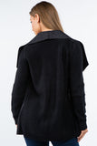 HMT-5131 Women Faux/Suede Knit Open Front Cardigan with Pockets