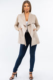 HMT-5131 Women Faux/Suede Knit Open Front Cardigan with Pockets
