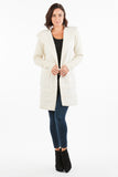 HMT-5200 Women Beige Faux/Suede Sherpa Cardigan with Pockets