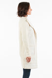 HMT-5200 Women Beige Faux/Suede Sherpa Cardigan with Pockets