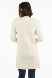HMT-5200 Women Beige Faux/Suede Sherpa Cardigan with Pockets