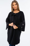 HMT-5202 Women's Knit Embellished Cardigan with Tie Closure