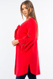 HMT-5202 Women's Knit Embellished Cardigan with Tie Closure