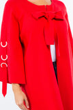 HMT-5202 Women's Knit Embellished Cardigan with Tie Closure