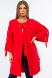 HMT-5202 Women's Knit Embellished Cardigan with Tie Closure
