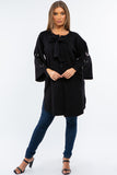 HMT-5202 Women's Knit Embellished Cardigan with Tie Closure