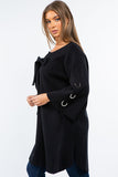 HMT-5202 Women's Knit Embellished Cardigan with Tie Closure